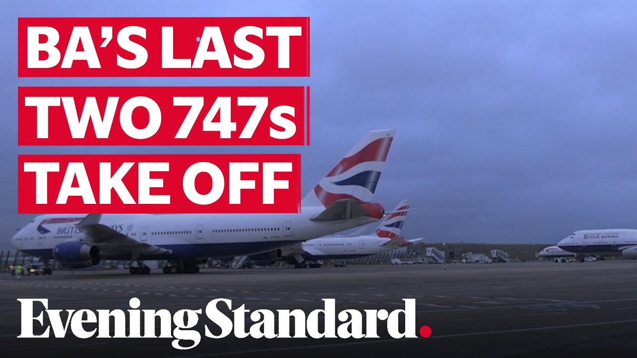 BA's last two Heathrow-based Boeing 747 planes take off for final flights from Heathrow