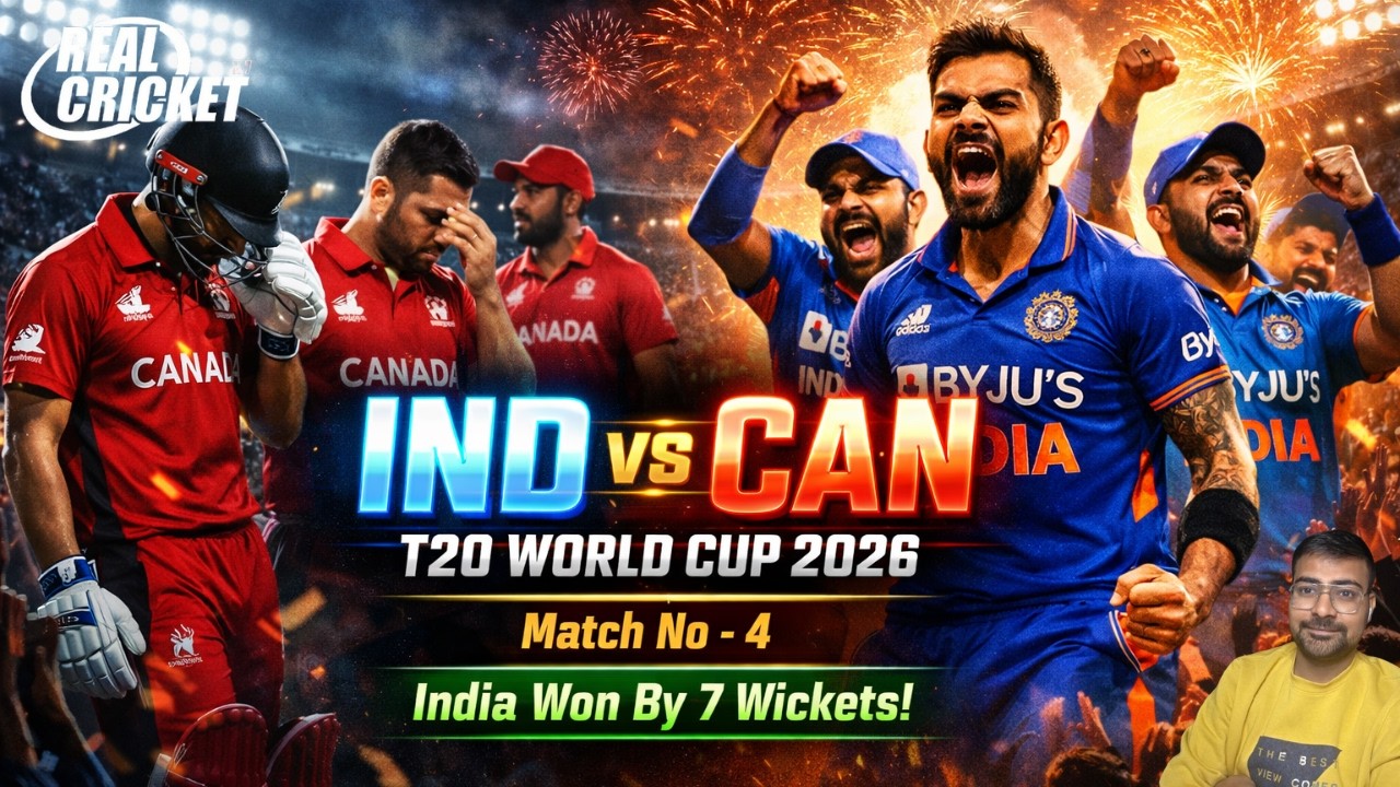India vs Canada T20 World Cup | 94 Runs Chase in 5 Overs 😱 | Real Cricket Gameplay | Match No - 4