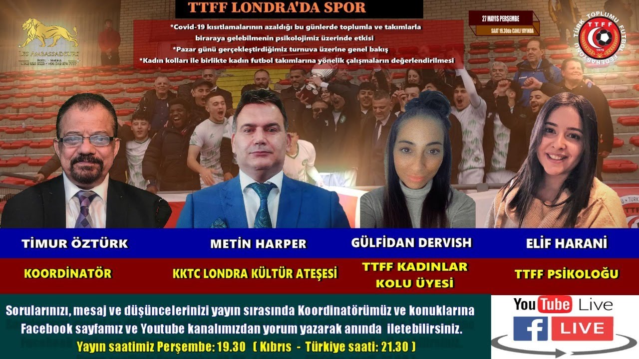 METİN HARPER, GÜLFİDAN DERVISH ve ELİF HARANİ İLE LONDRA'DA SPOR PERŞEMBE SAAT 19.30da
