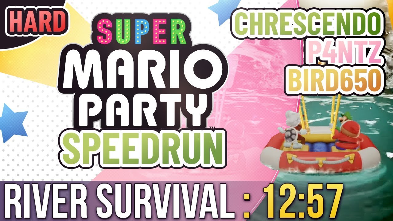 [WR] Super Mario Party River Survival Speedrun in 12:57 with Chrescendo, P4ntz and Bird650 (Hard)