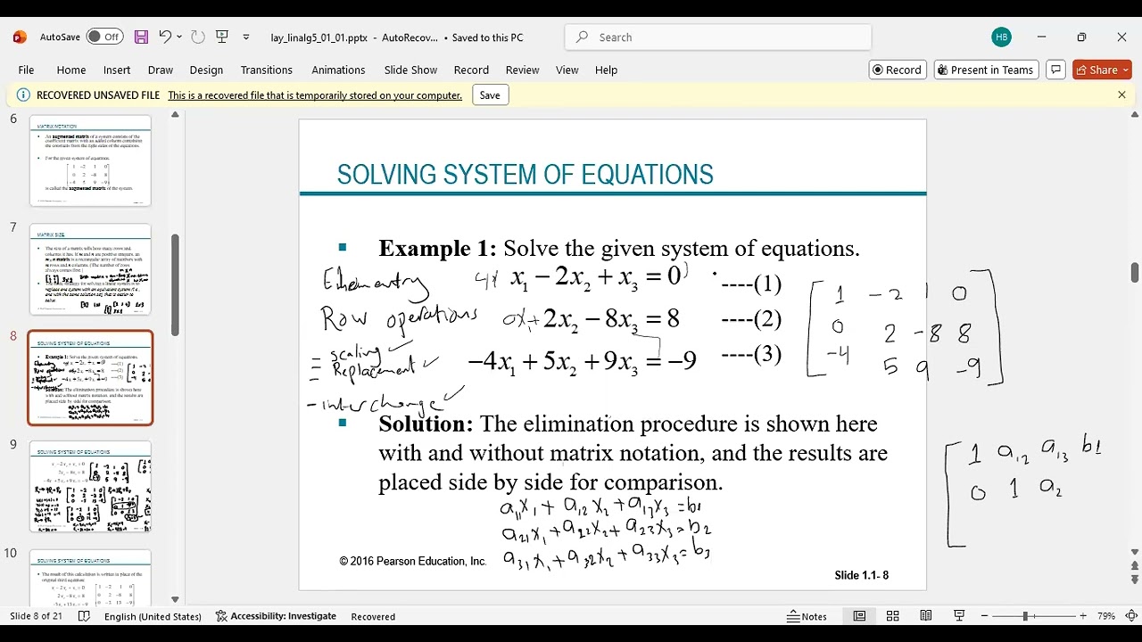 how we use the matrices to solve linear system?