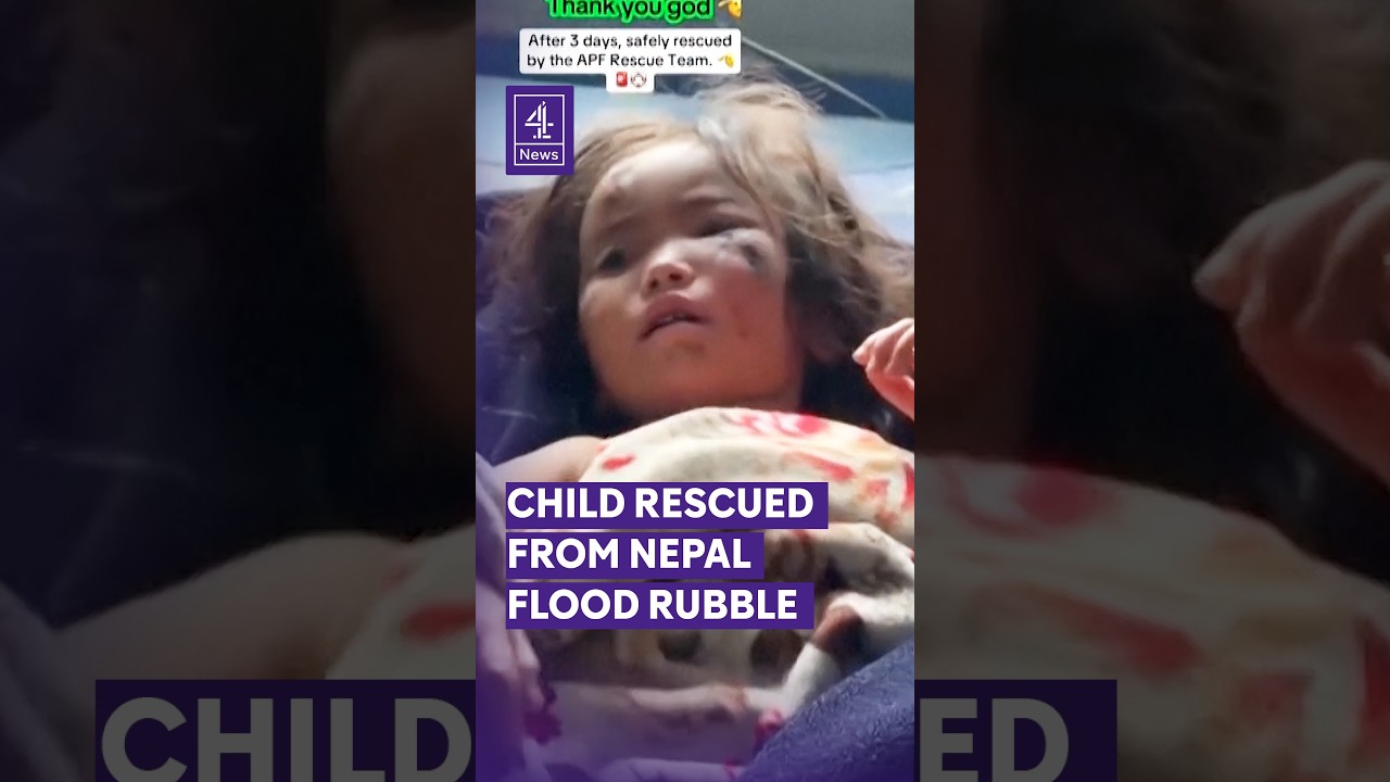 Young girl rescued from Nepal flood rubble