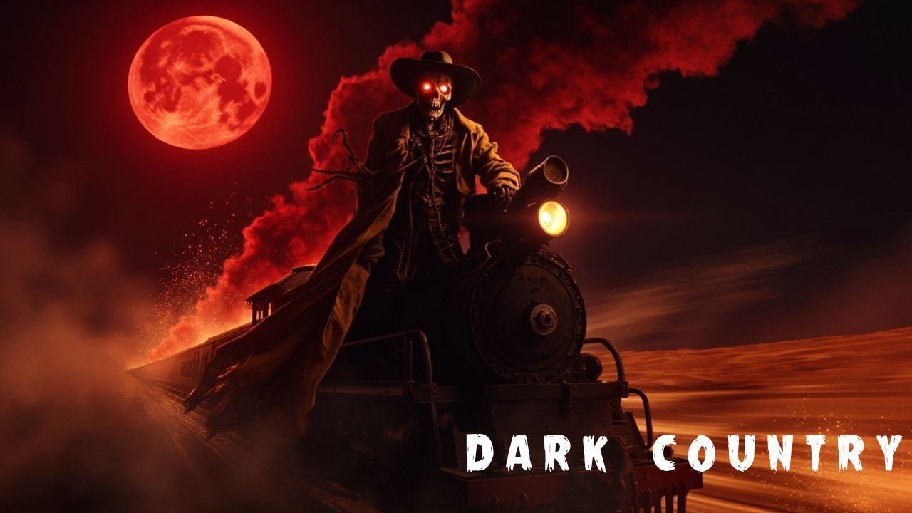 Hellbound Train – Skull Cowboy Under the Blood Moon | Horror Fantasy Artwork - Dark Country Song