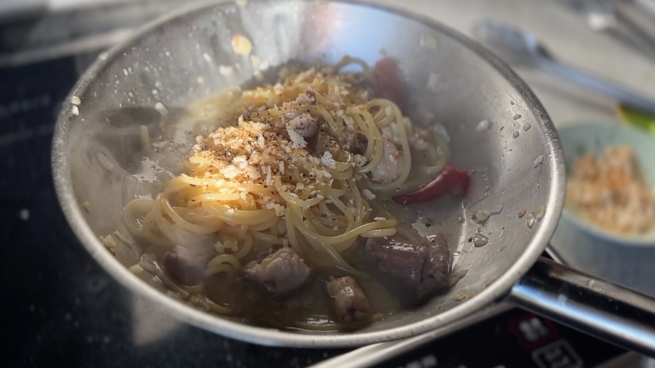 Pork Offal Spaghetti in Bianco