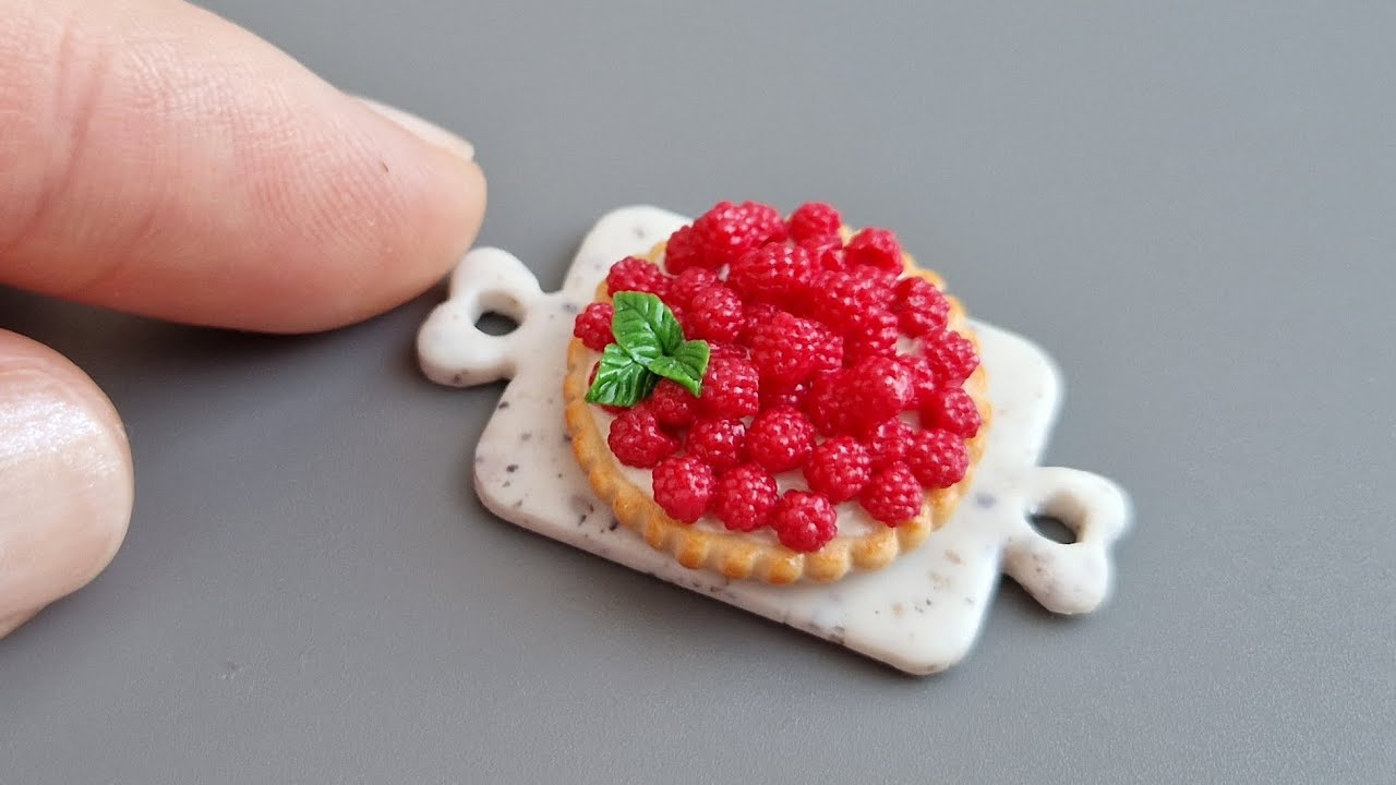 Miniature raspberry tart❤️Polymer clay\DIY\Tutorial\Fimo