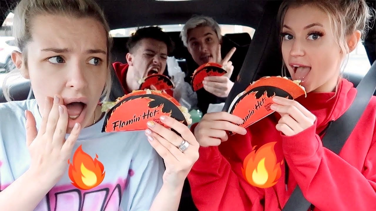 NEW FLAMIN' HOT Taco Bell Taco MUKBANG ft. my besties✨