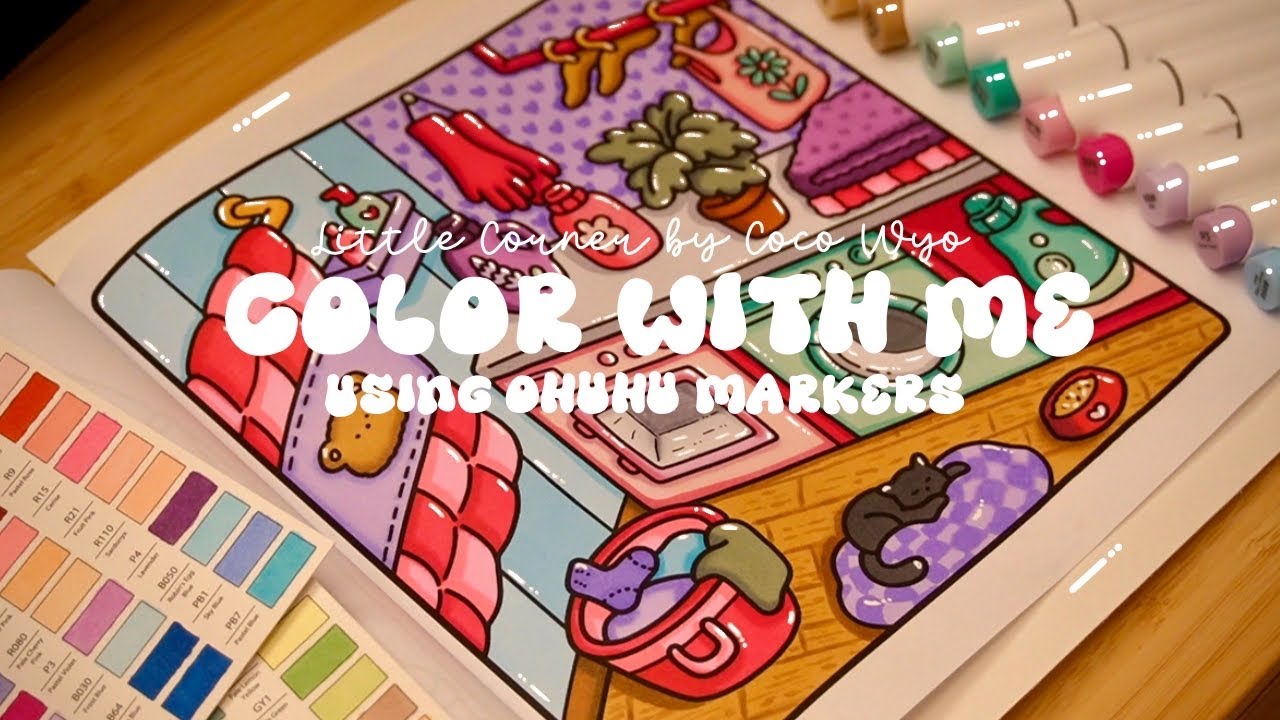 Color with me (ASMR) 💕🧺 'Little Corner' by Coco Wyo using Ohuhu markers 🌱✏️ #adultcoloring #asmr