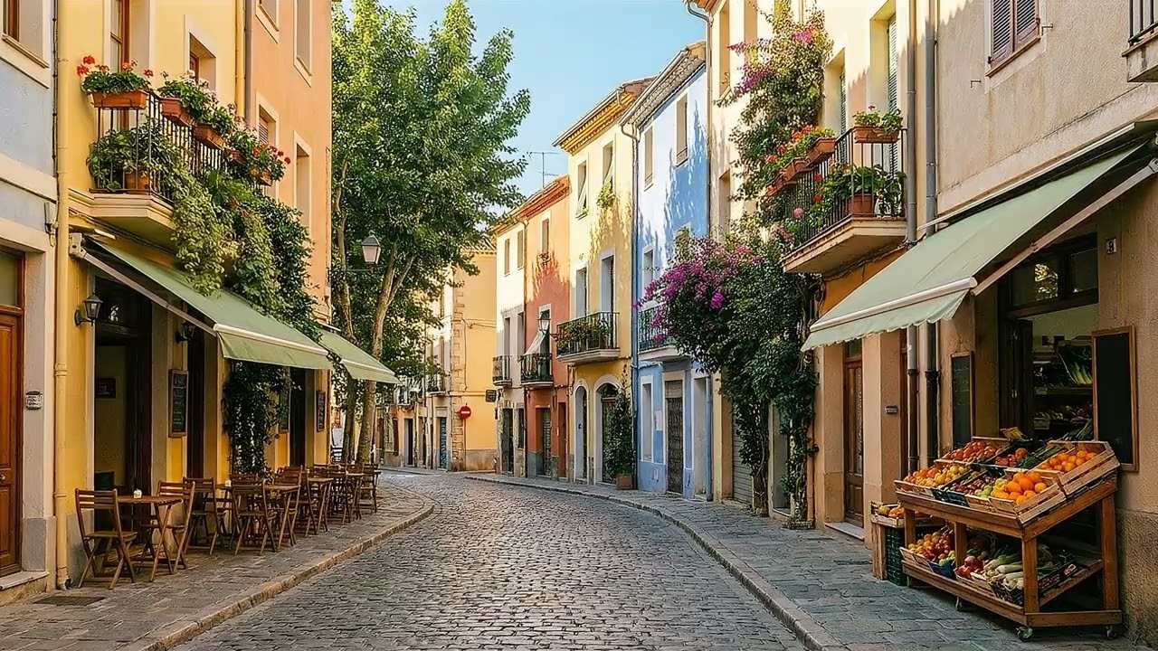 A Peaceful Old Town Street with Cozy Cafés  🌿☕ | Relaxing Jazz Music for Stress Relief & Focus