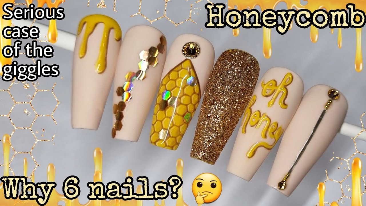 🍯 HONEYCOMB NAIL ART | Gel Polish Design | SPRING NAILS | Cute Yellow Nude | Tutorial