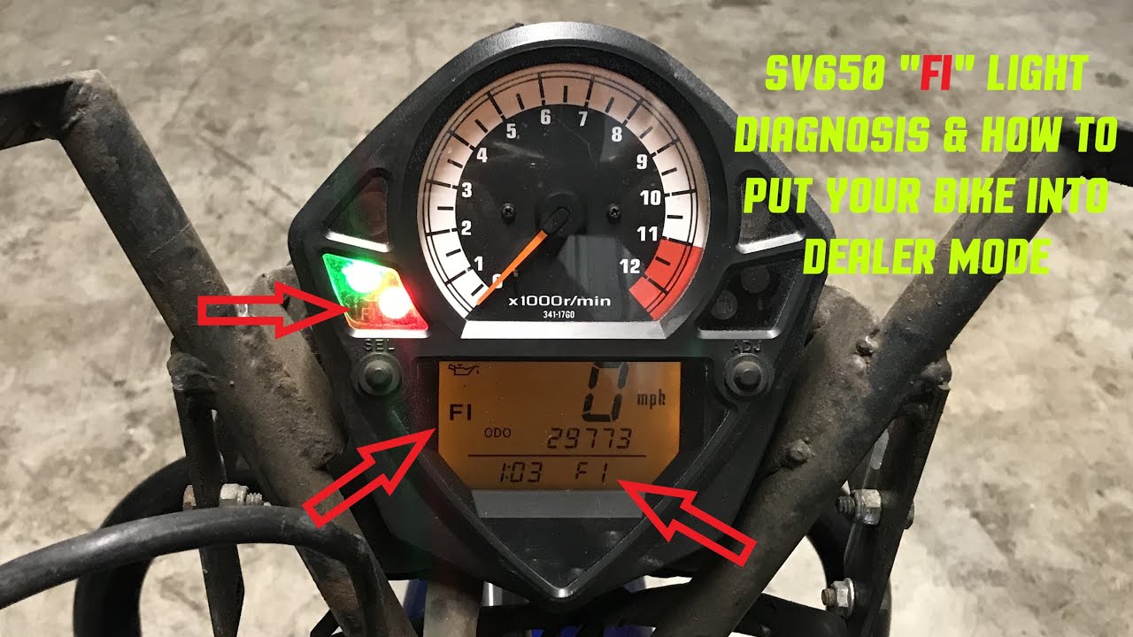 Диагностика индикатора «FI» на SV650 / SV1000 путем перевода мотоцикла в режим дилера (с кодами)
