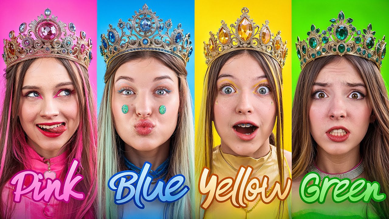 Pink vs Yellow vs Blue vs Green Princess! Who Will Be The Queen?