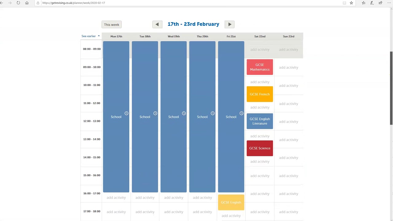 Revision Timetable with Get Revising