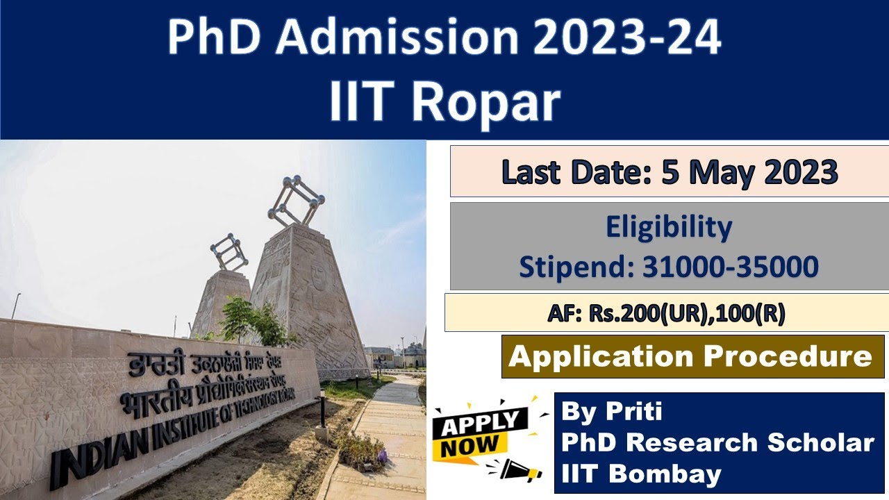 IIT Ropar PhD Admission 2023 | PhD Admission 2023