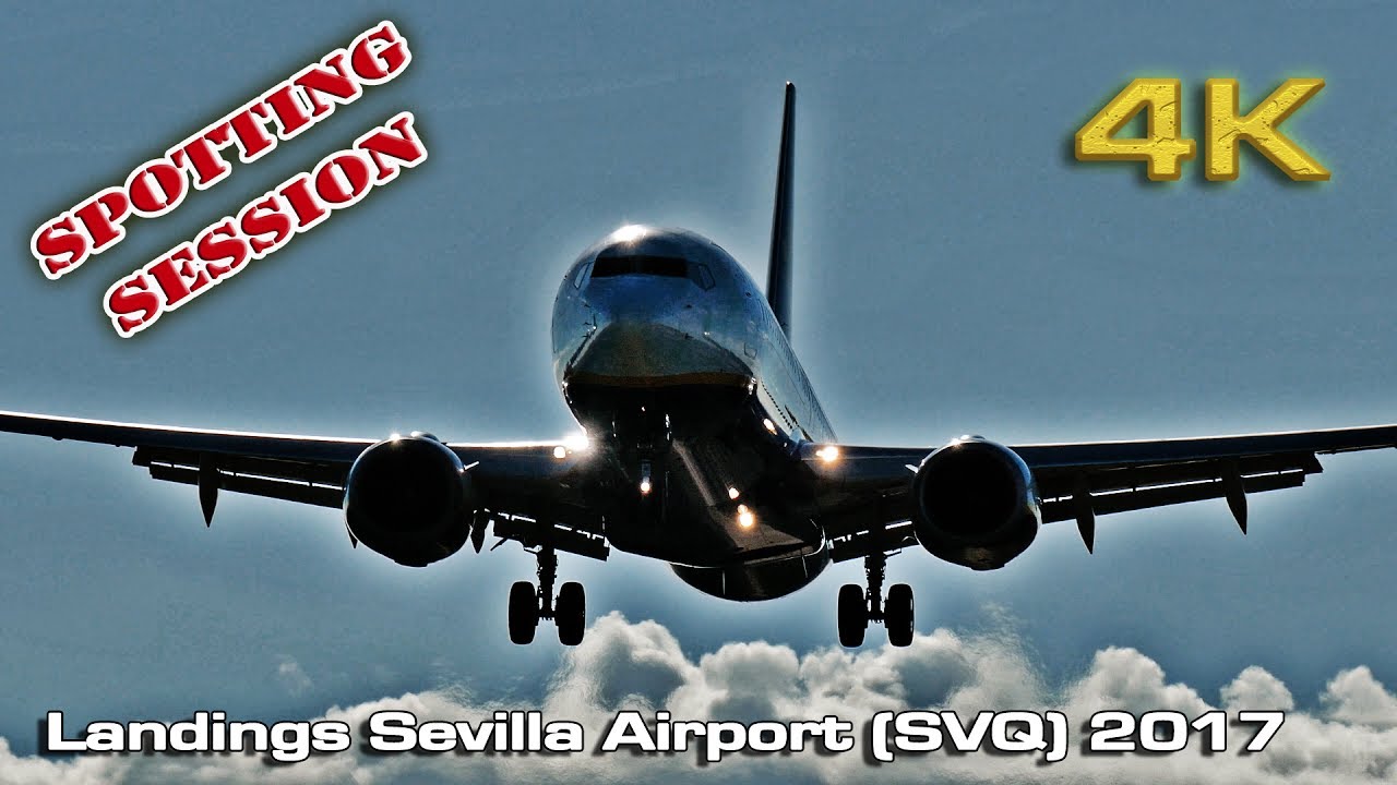 Crosswind Landings Sevilla Airport 2017 (RWY 27)[4K]