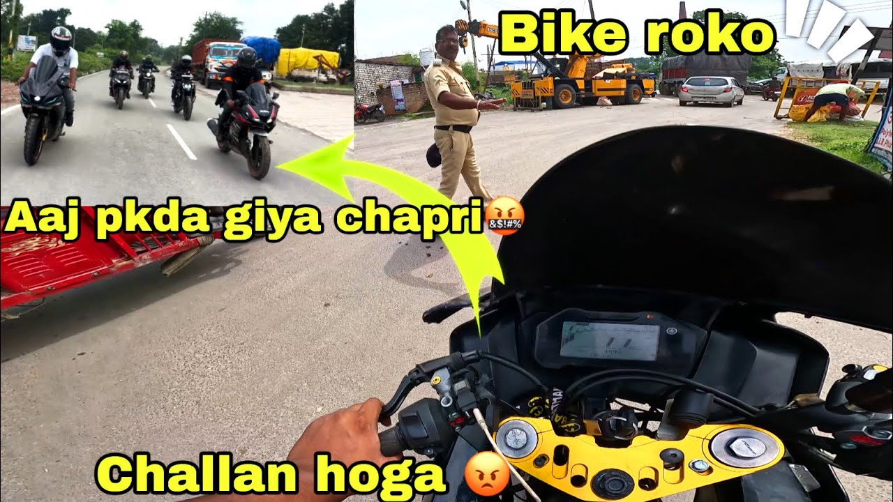 Police vs biker ll Sunday Ride Goes Wrong Police Why Stoped Me ll challan 3500 ll pkad ke dikha 