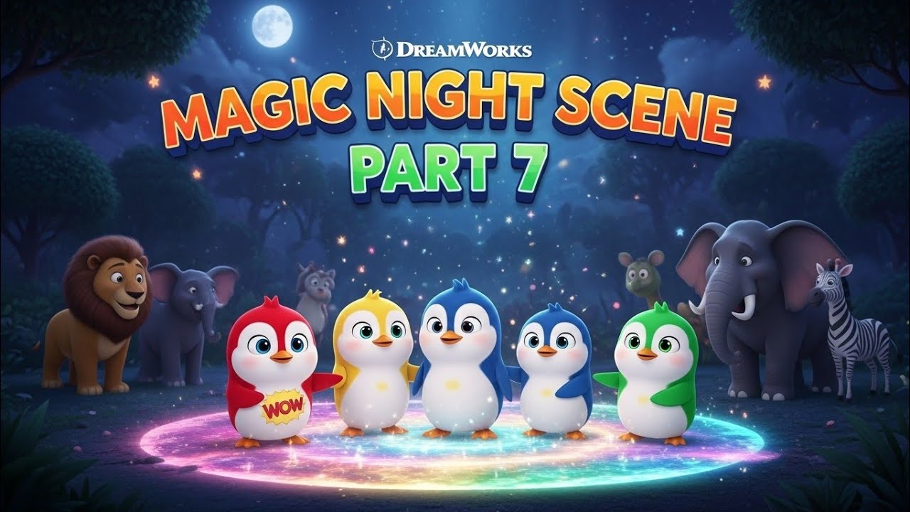 Five Little Penguins in Magic Night Zoo 🌙✨ | Kids Song | Part 7