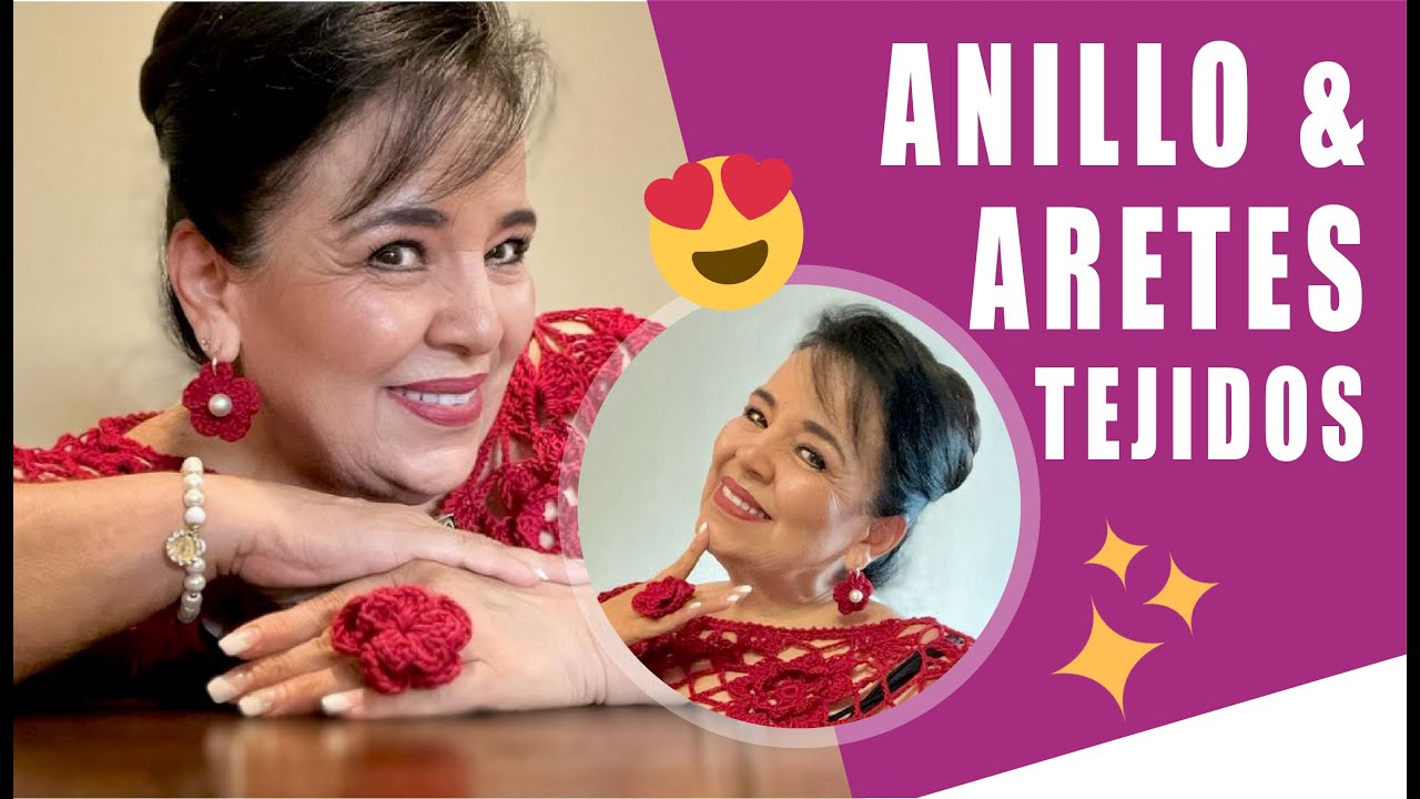 ANILLO Y ARETES TEJIDOS EN GANCHO O CROCHET 😍​😍 Yo Tejo con LAURA CEPEDA