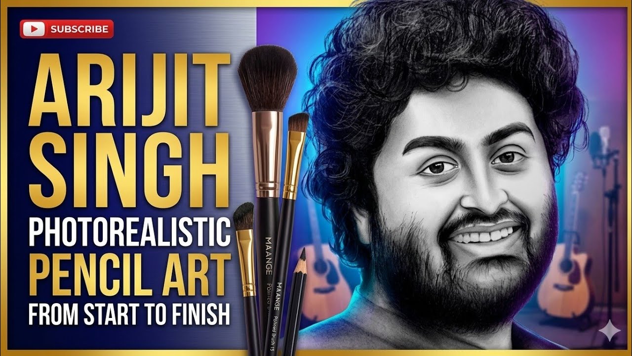 Arijit singh portrait drawing using charcoal | time laps drawing