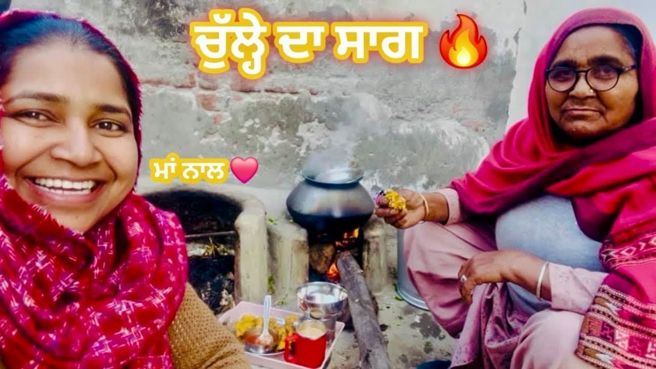 ਮਾਂ ਨਾਲ ਚੁੱਲ੍ਹੇ ‘ਤੇ ਬਣਾਇਆ ਸਾਗ 😋 | Punjabi Family Vlog  | Daily Vlog | #kaurneena 