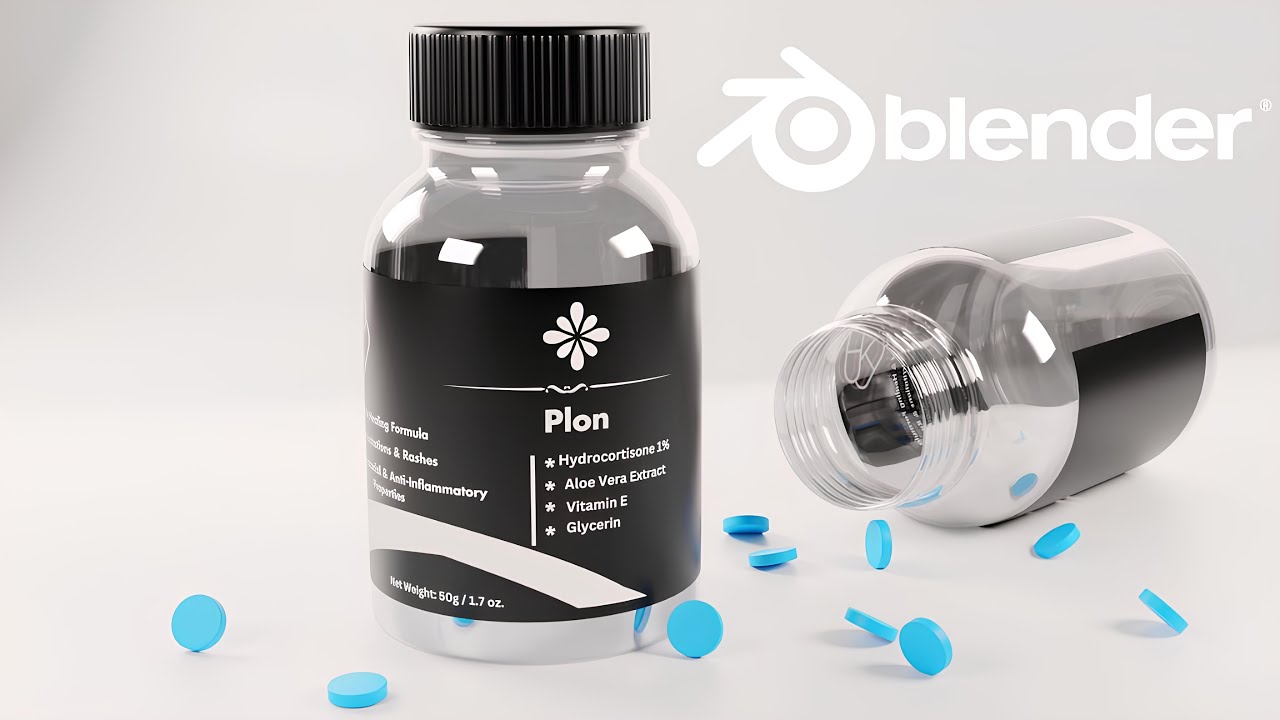 Blender Product Modeling Realistic Medicine Bottle & Pills 3D Modeling in Blender
