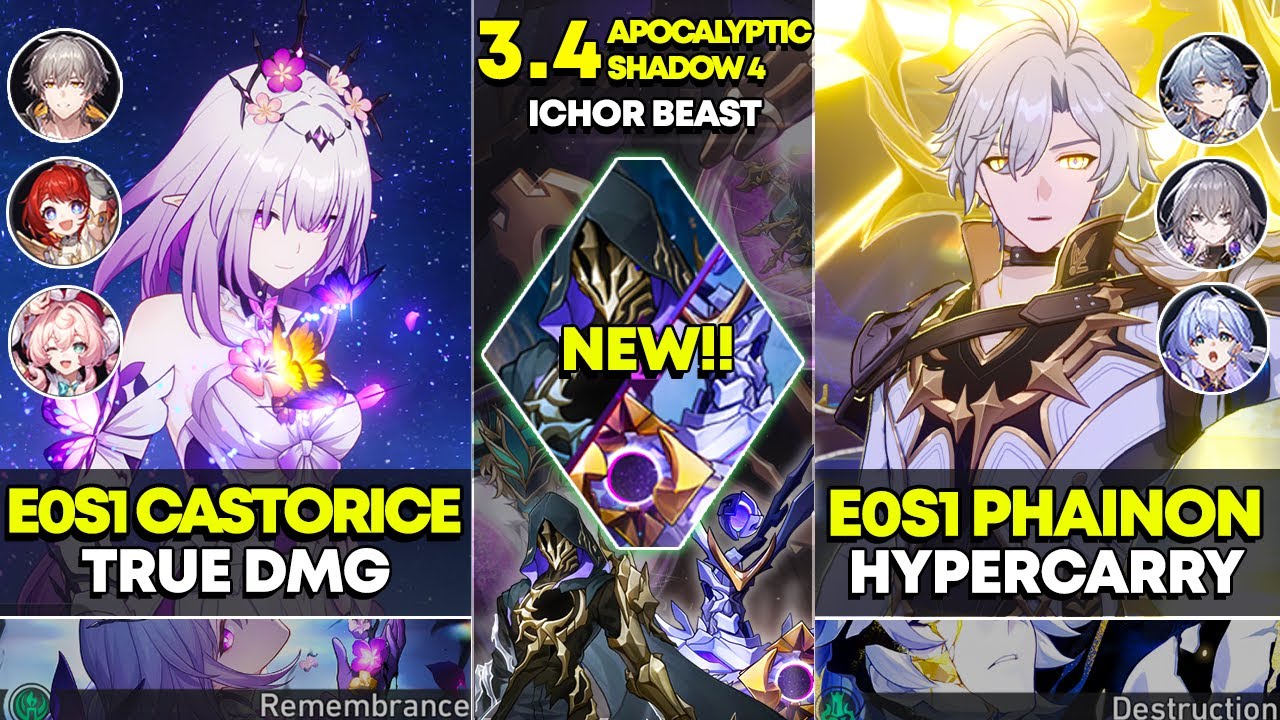 NEW Apocalyptic Shadow 4 | E0S1 Castorice True DMG & E0S1 Phainon Hypercarry | Honkai Star Rail 3.4