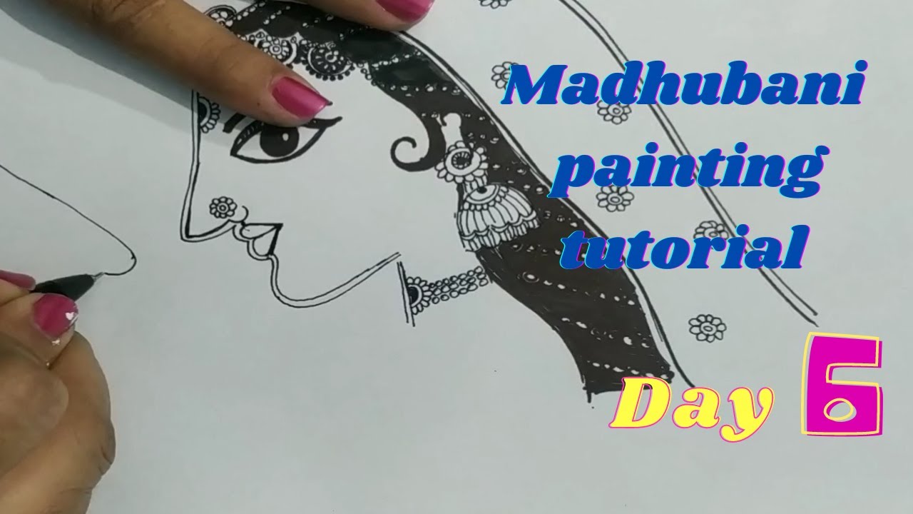 How to Draw face in madhubani painting/Face drawing of Madhubani Art/ Face drawing in mithila art