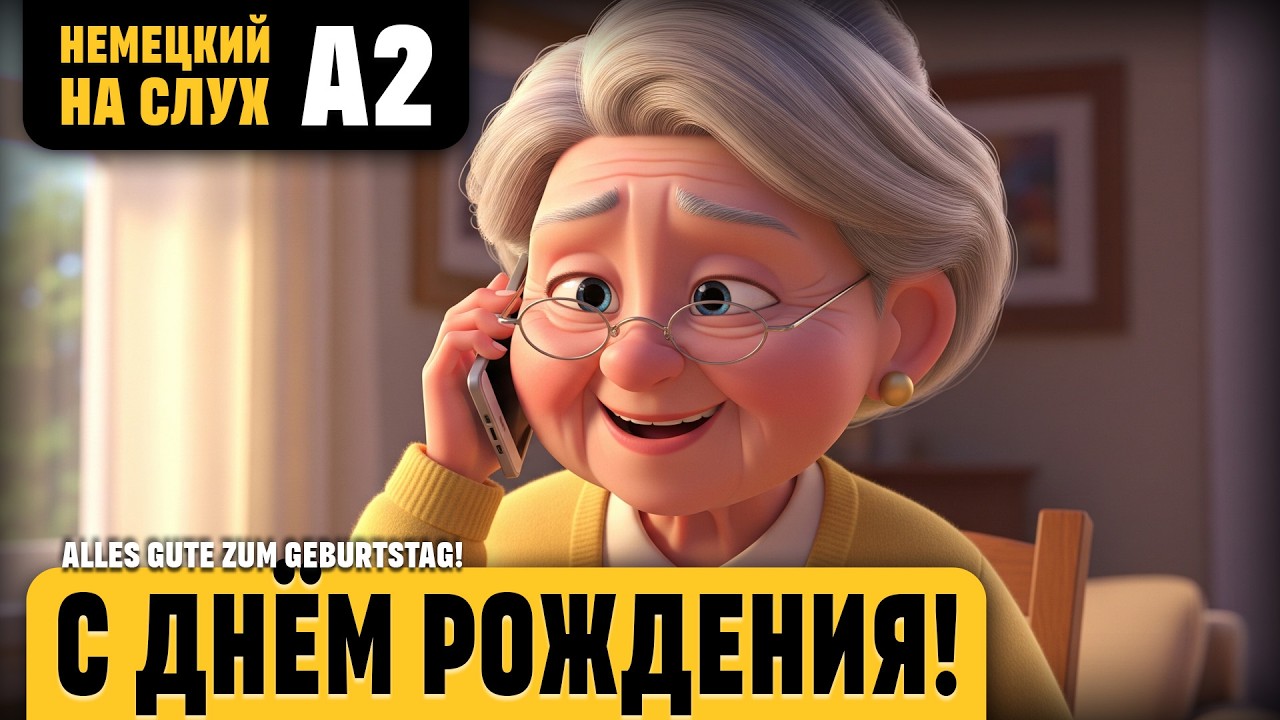С днём рождения! Весёлый рассказ (уровень А2). Немецкий на слух.