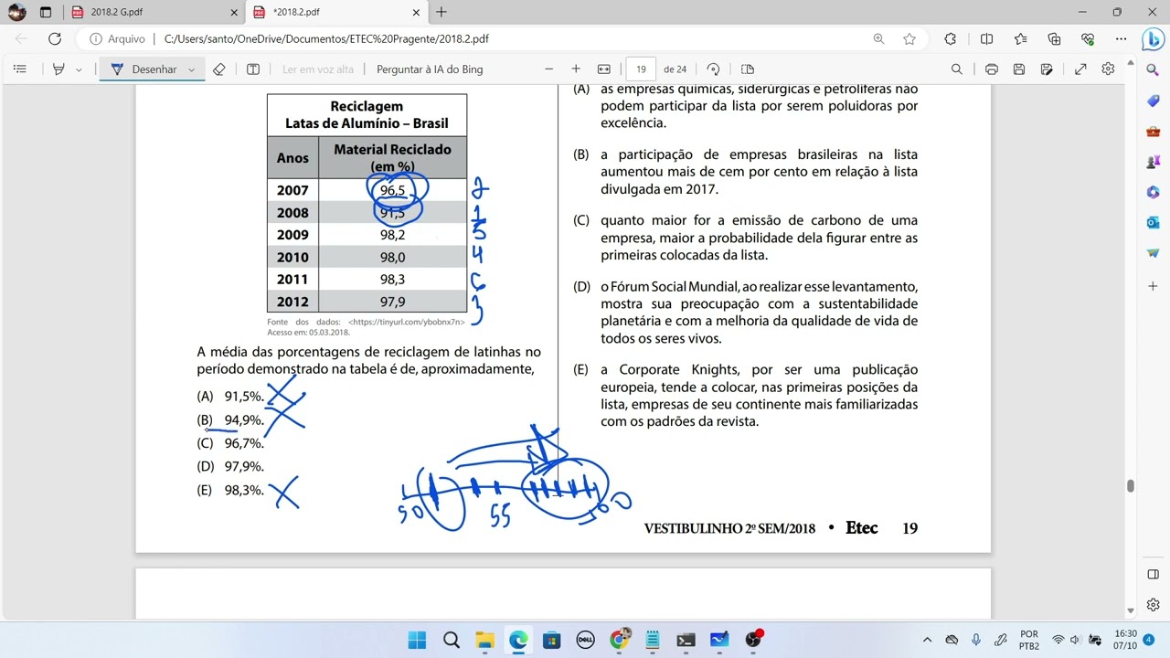 MATEMÁTICA VESTIBULINHO ETEC QUESTÃO 40 - 2018.2