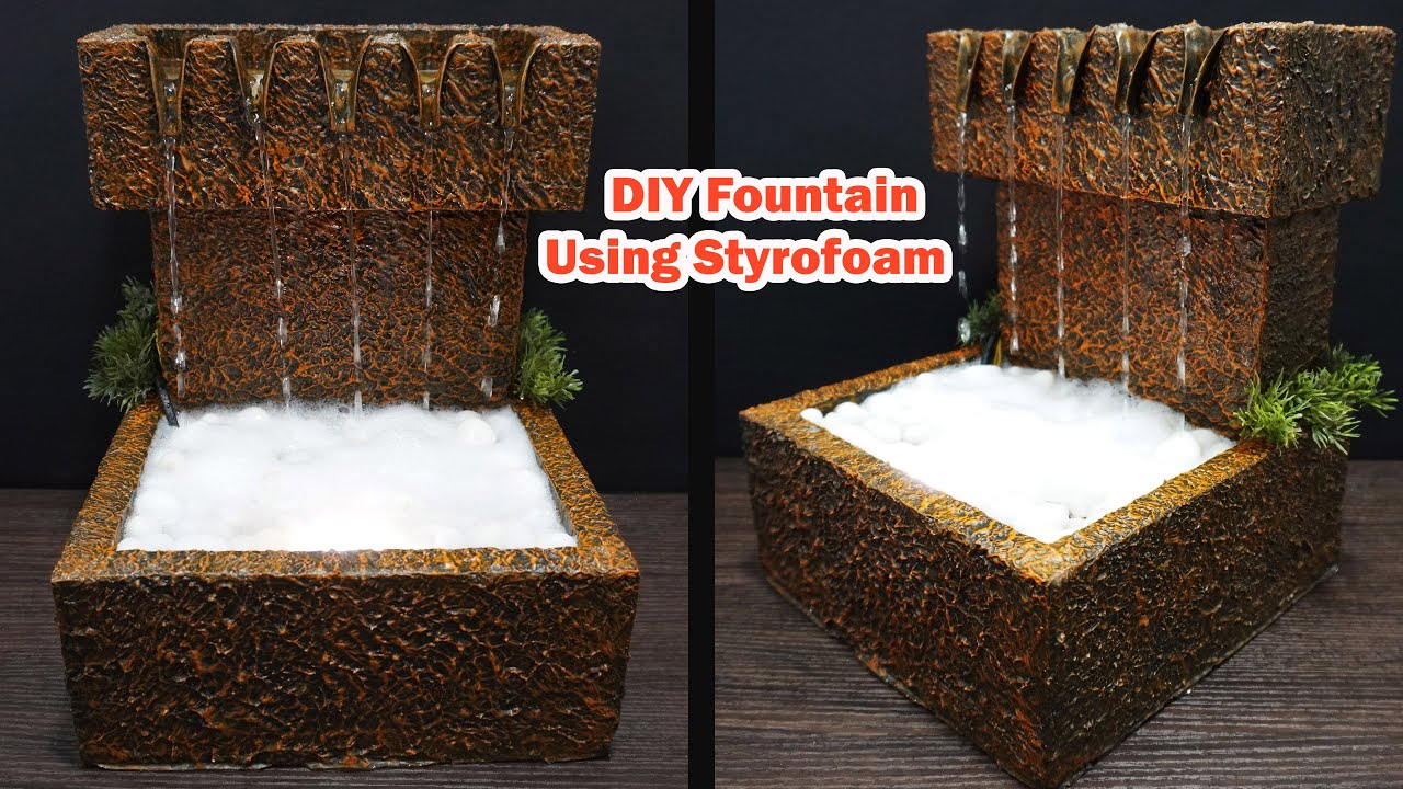 How to Make Mini Water Fountain at Home with Styrofoam | DIY Amazing Indoor Tabletop Water Fountain
