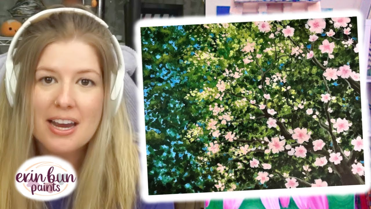 Learn to Paint 'Blossoms Tree'! Step by Step Acrylic Painting Tutorial by erinbunpaints
