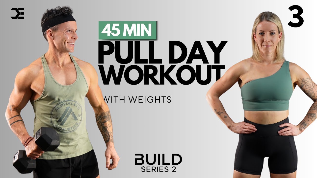 Day 3 | 45 Min BACK, BICEPS & REAR DELTS WORKOUT with DUMBBELLS | BUILD Series 2