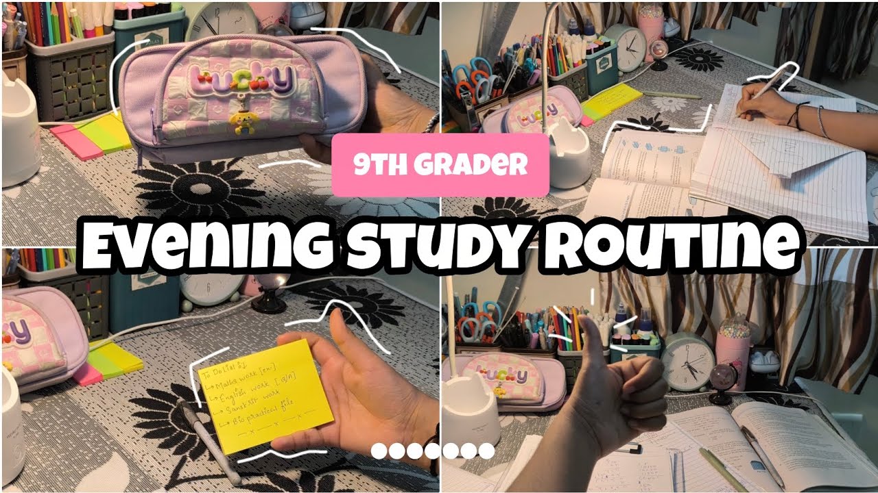 Evening study routine🎀📚As a 9th grader👀🌸Aesthetic routine🌟 🖇