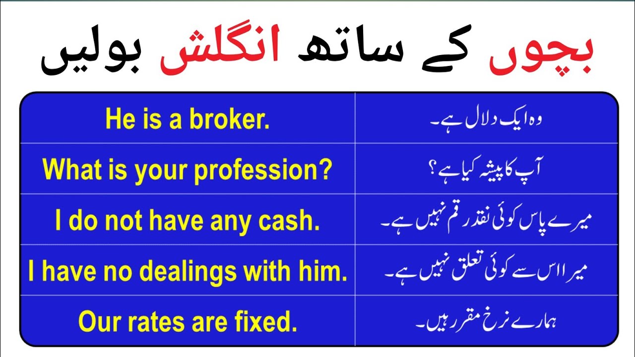 English speaking practice / Urdu to English sentence for beginners 