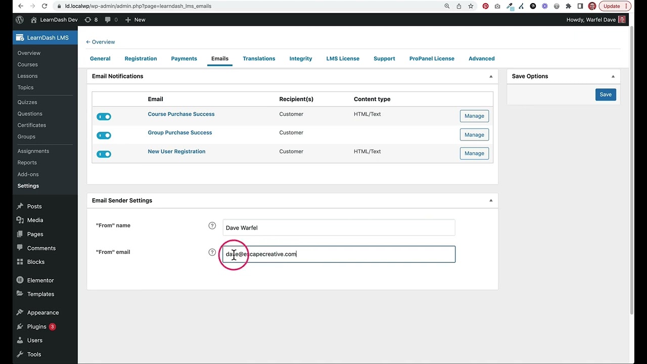 How to Change Email Sender Settings in LearnDash