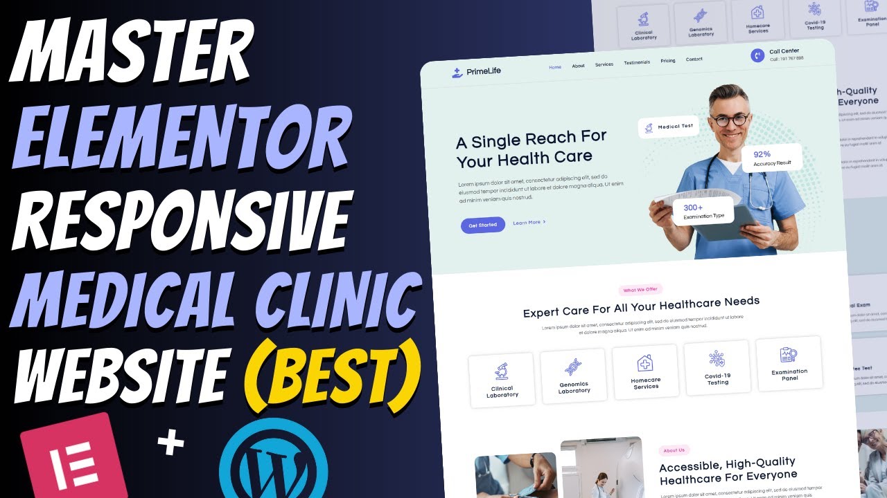 Master ELEMENTOR: Create a Modern Responsive MEDICAL CLINIC Website | WordPress Tutorial 2026