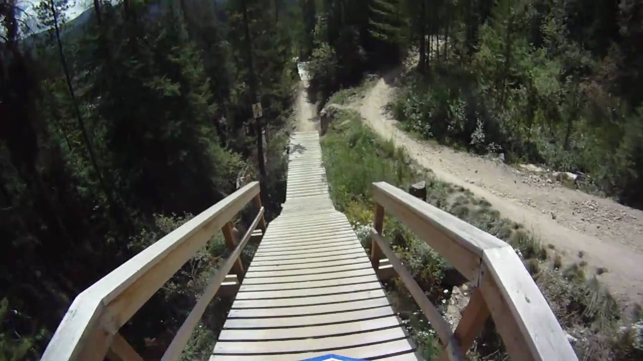Downhill mountain biking Winter Park Trestle Be All U Can Be Go Pro helmet cam