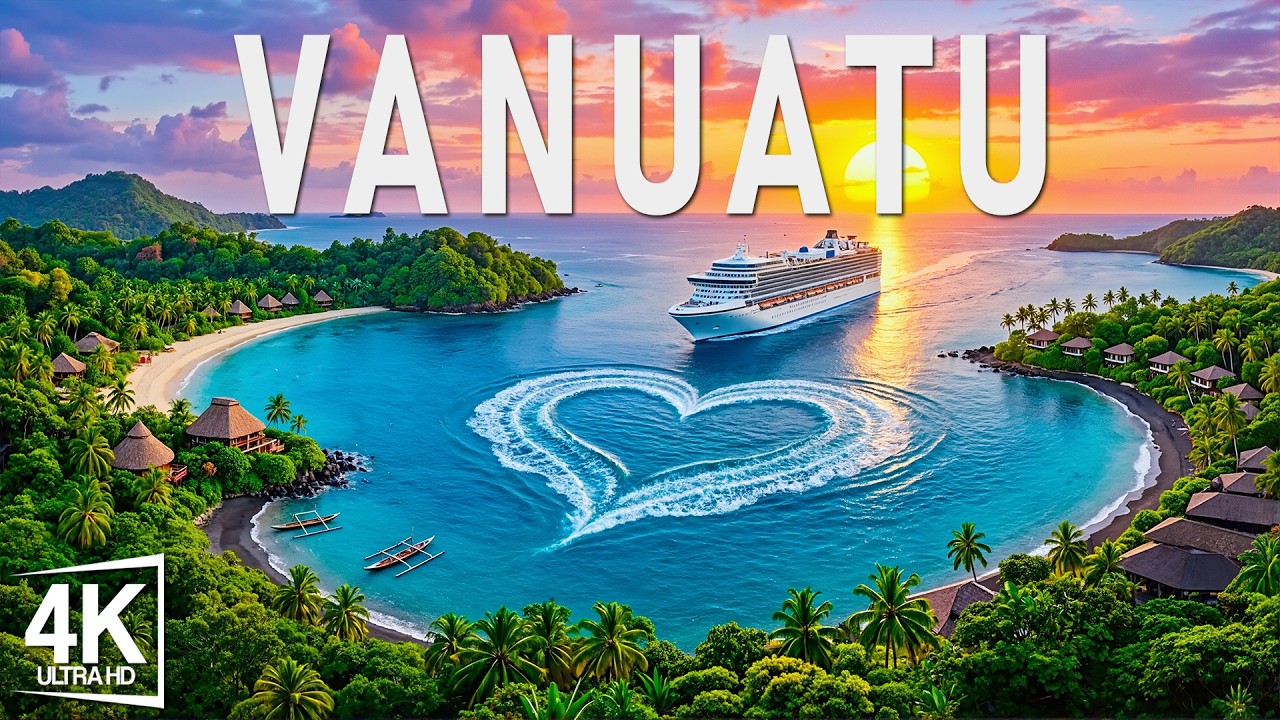 Vanuatu 4K Drone Footage - South Pacific Islands, Turquoise Lagoons & Volcanic Landscapes