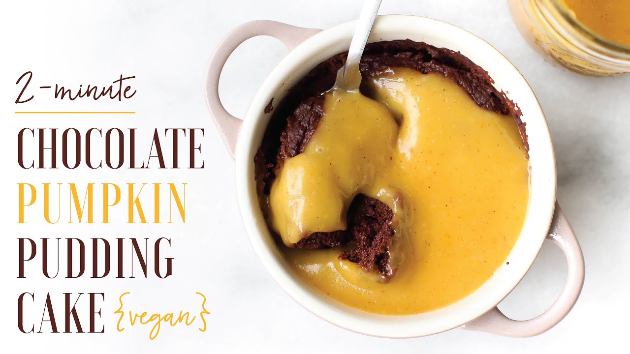 Flourless Chocolate Pudding Cake with Pumpkin Spice Custard // HCLF vegan