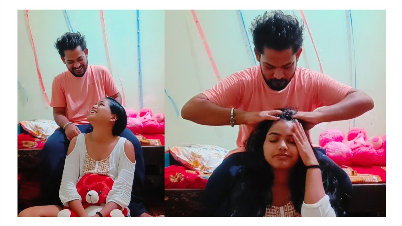 Aaj muku ne kiya mera hair oiling 💆 #hairoiling