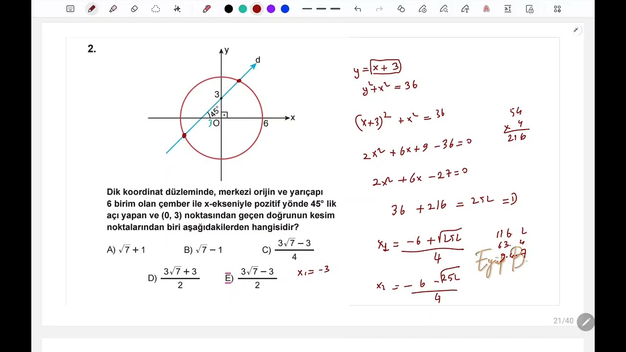 Çember Analitiği test 3 Gelişiyorum Eyüp B TYT AYT Geometri Soru Bankası Çözümler