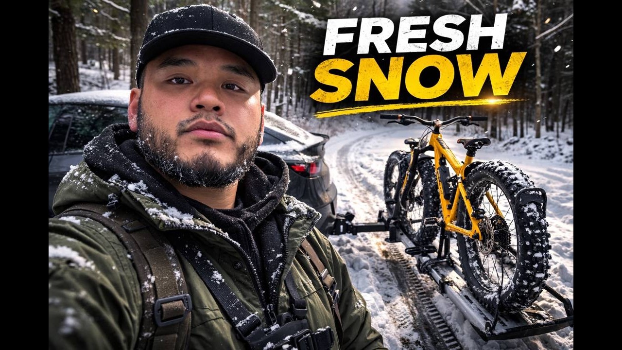 Beginner MTBer vs Fresh Snow at Stokes | Fat Bike Chaos 4 Inches Deep!