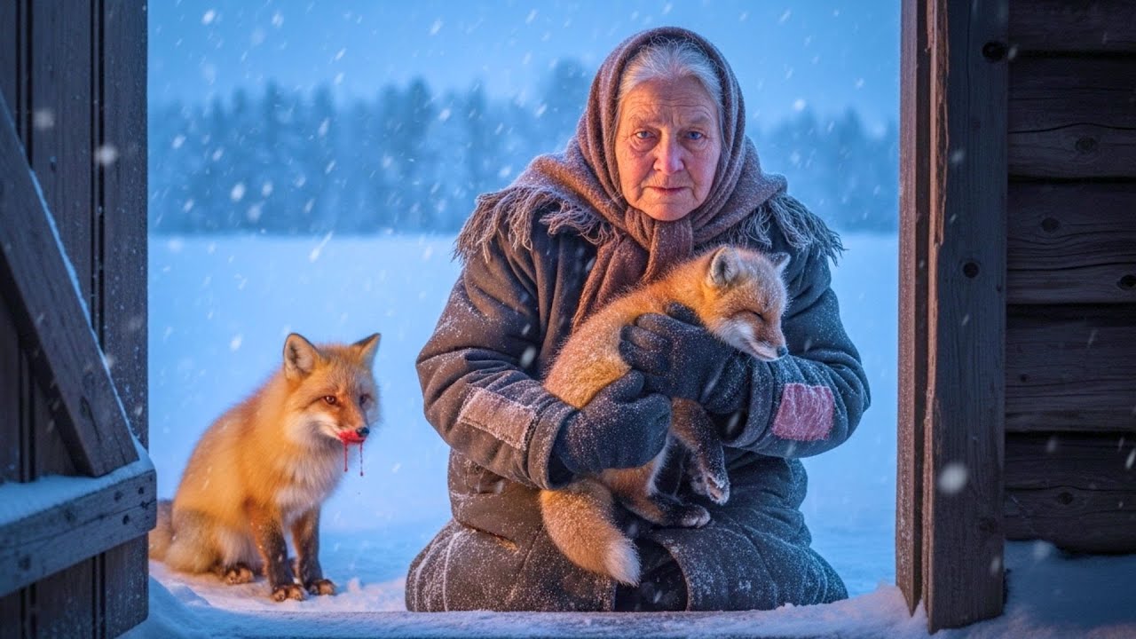 ❄️🦊 Zorra madre carga a su bebé por la nieve a -71°C… y golpea la puerta correcta