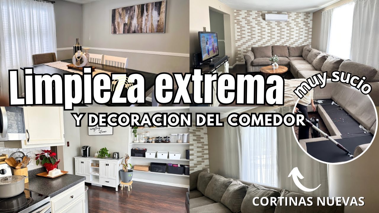 ✨✅LIMPIEZA EXTREMA y DECORACIÓN DEL COMEDOR , SALA Y COCINA | MOTÍVATE A LIMPIAR CONMIGO TU HOGAR 🏠