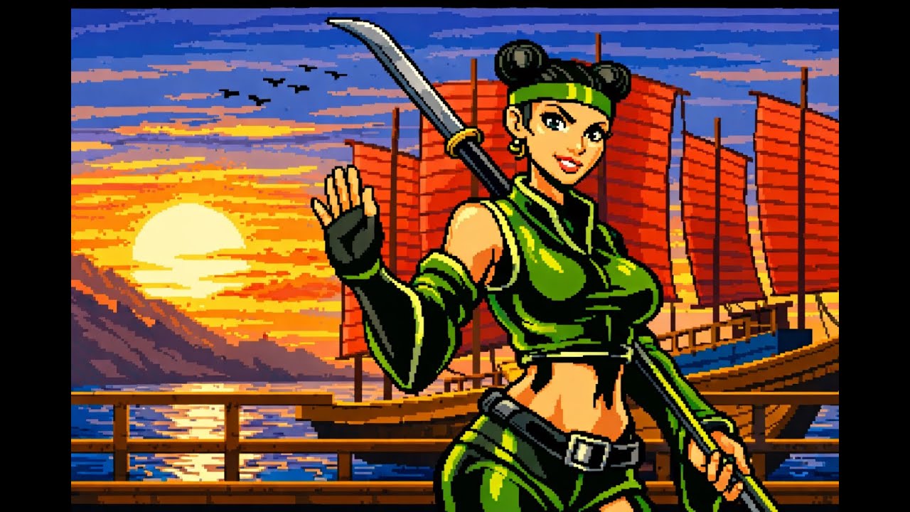 Lind Erebros / Shadow Fight 2 — Ship battle (16-bit retro cover / AI)