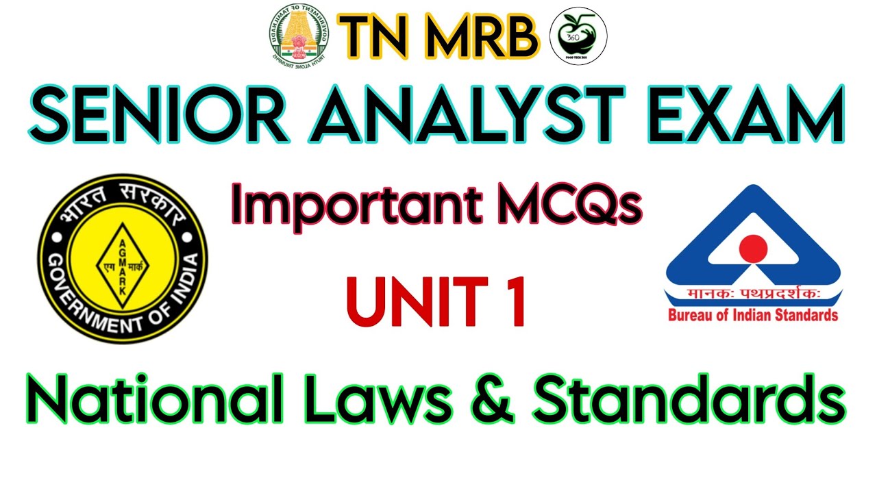 National Laws & Standards - Important MCQs | TN MRB Senior Analyst Exam MCQs