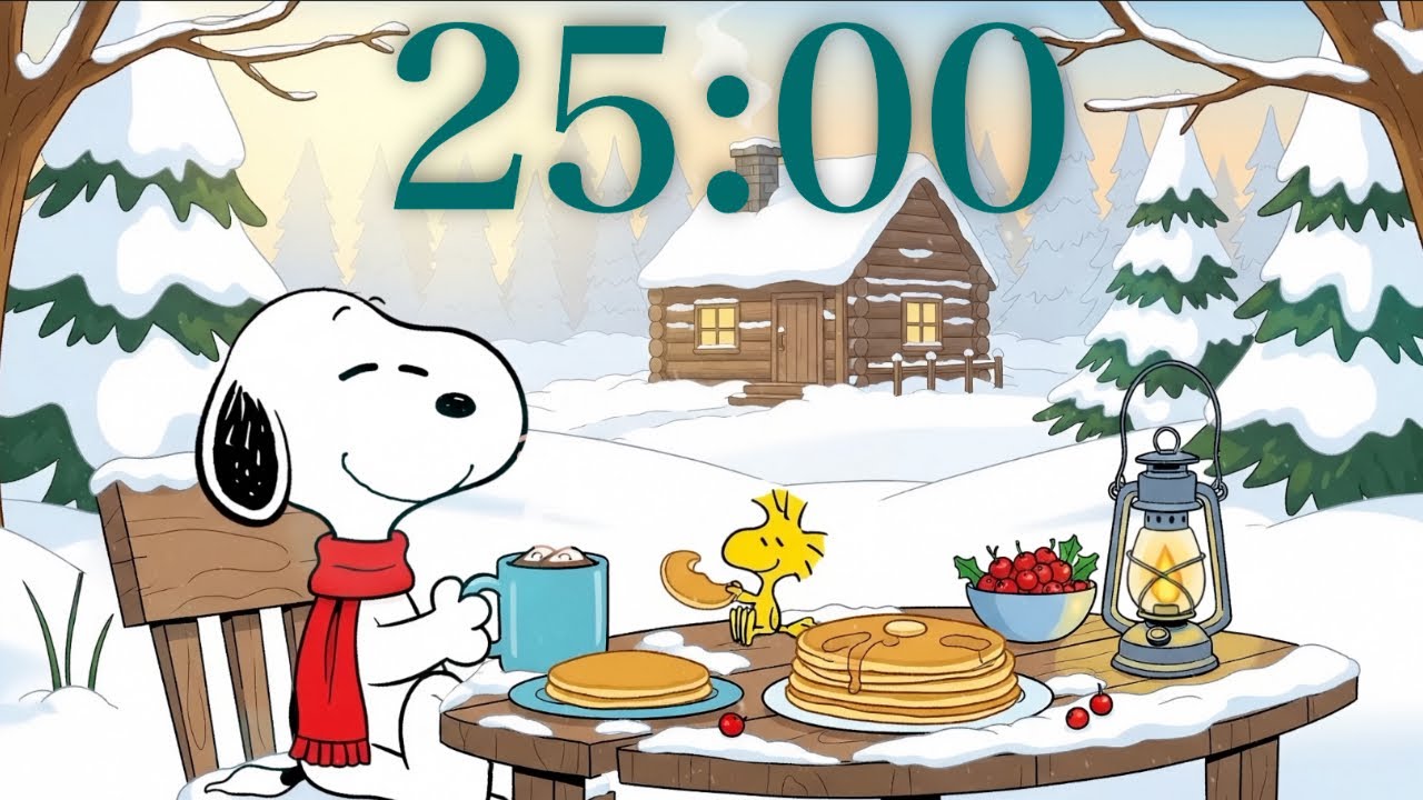 25-Minute Cozy Winter Breakfast Lofi Snoopy Timer ❄️🥞✨ Lofi Ambience for Study, Work & Relaxation