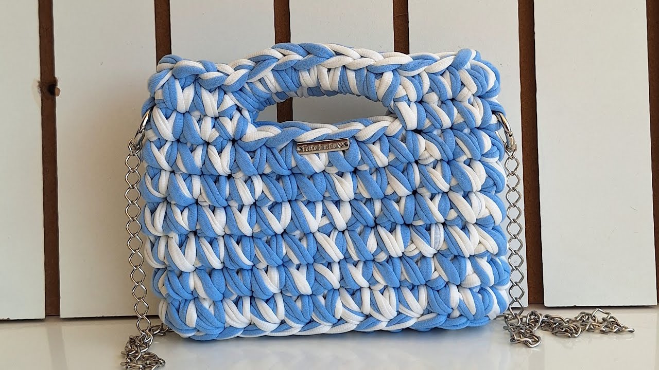 Bolsa de  crochê em fio de malha / passo a passo para iniciantes!