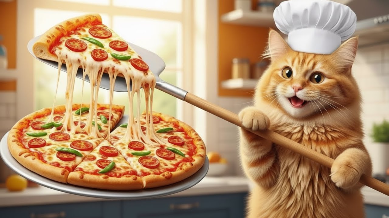 Mama Cat Trims Fur on the Farm and Makes Tiger Hat for Kittens at Home 🐱🧢🐯