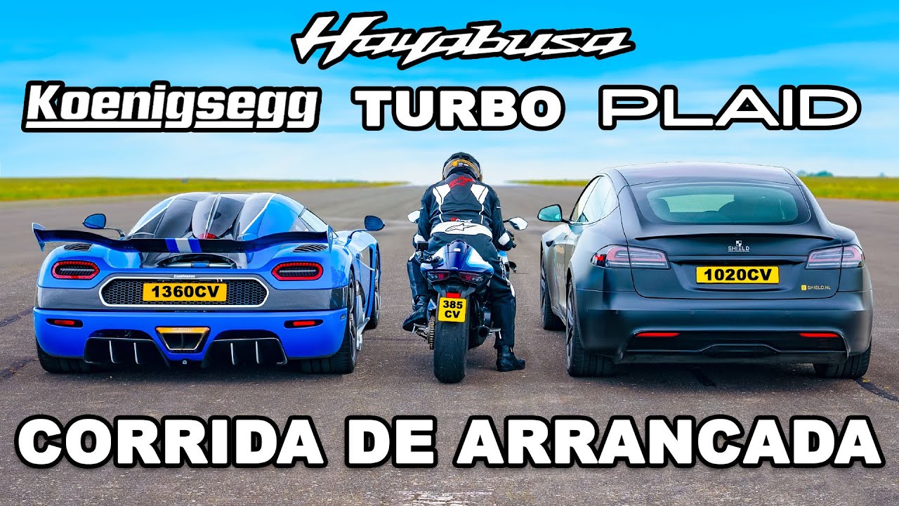 Koenigsegg vs Tesla Plaid vs Hayabusa Turbo: CORRIDA DE ARRANCADA