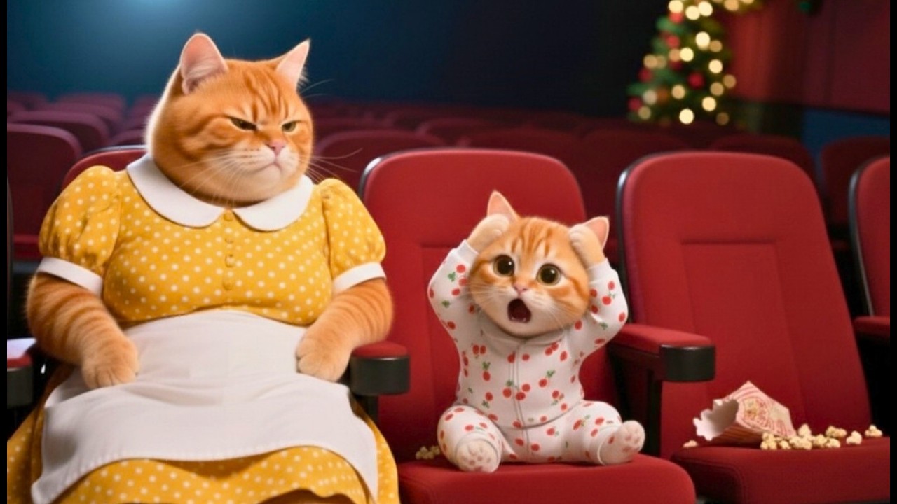 Ginger Kitten’s Cinema Disaster Shocks Mama Cat! 🎬😱 (Wait For The End!)